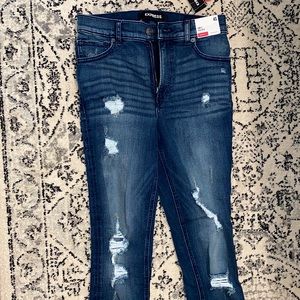 Express stretch + ankle high rise jeans